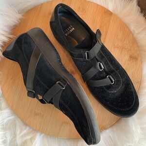 Stuart Weitzman || Black Suede Leather Slip On Sneakers 9.5 M